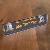 Baby Ghost Creepy Schattige Halloween karakter Naambordje (Zijkant)