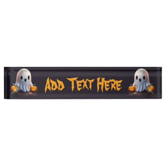Baby Ghost Creepy Schattige Halloween karakter Naambordje (Voorkant)