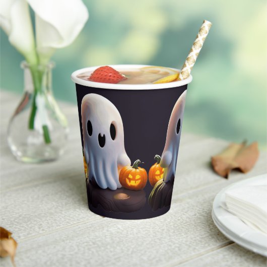 Baby Ghost Creepy Schattige Halloween karakter Papieren Bekers (Insitu)