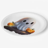 Baby Ghost Creepy Schattige Halloween karakter Papieren Bordje (Gekanteld)