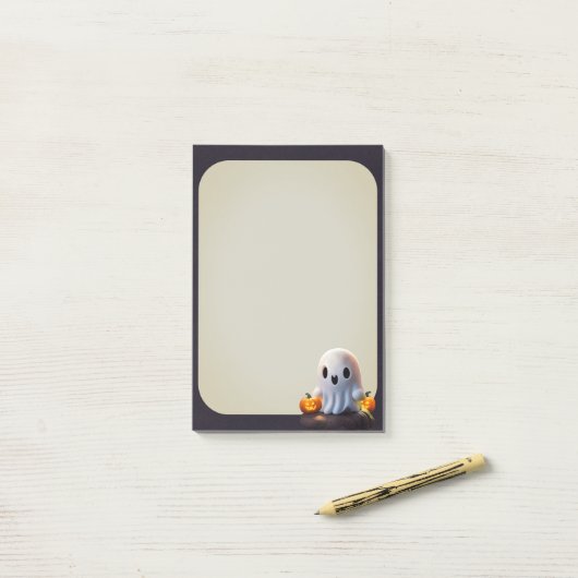 Baby Ghost Creepy Schattige Halloween karakter Post-it® Notes (Op bureau)