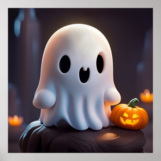 Baby Ghost Creepy Schattige Halloween karakter Poster (Voorkant)