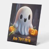 Baby Ghost Creepy Schattige Halloween karakter Reclamebord Met Voetstuk (Voorkant)