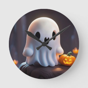 Baby Ghost Creepy Schattige Halloween karakter Ronde Klok
