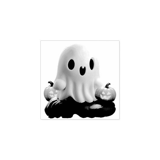 Baby Ghost Creepy Schattige Halloween karakter Rubberstempel (Afrduk)