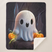 Baby Ghost Creepy Schattige Halloween karakter Sherpa Deken (Voorkant)