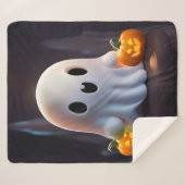 Baby Ghost Creepy Schattige Halloween karakter Sherpa Deken (Voorkant (horizontaal))