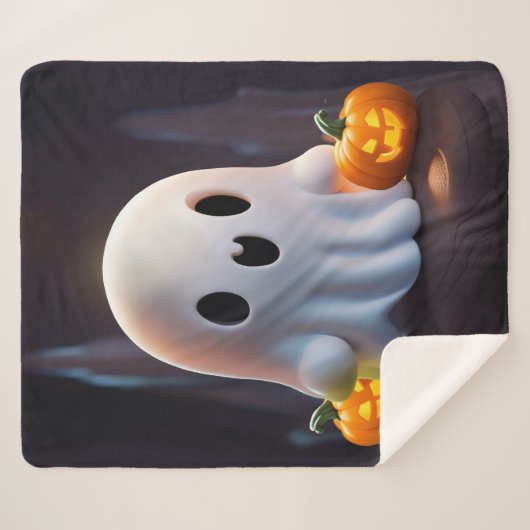 Baby Ghost Creepy Schattige Halloween karakter Sherpa Deken (Voorkant (horizontaal))