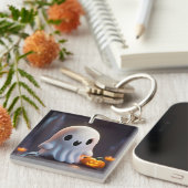 Baby Ghost Creepy Schattige Halloween karakter Sleutelhanger (Voorkant Rechts)