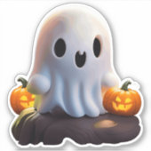 Baby Ghost Creepy Schattige Halloween karakter Sticker (Voorkant)
