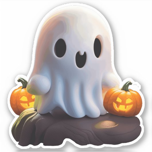 Baby Ghost Creepy Schattige Halloween karakter Sticker (Voorkant)