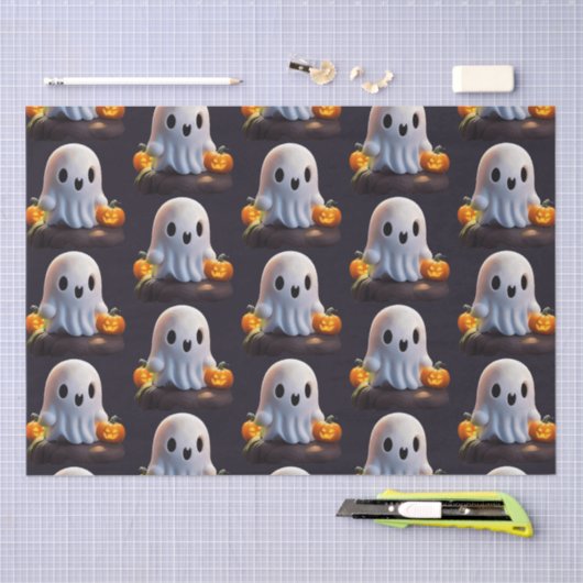 Baby Ghost Creepy Schattige Halloween karakter Tissuepapier (Craft)