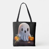 Baby Ghost Creepy Schattige Halloween karakter Tote Bag (Achterkant)
