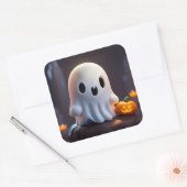 Baby Ghost Creepy Schattige Halloween karakter Vierkante Sticker (Envelop)