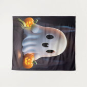 Baby Ghost Creepy Schattige Halloween karakter Wandkleed (Voorkant (horizontaal))