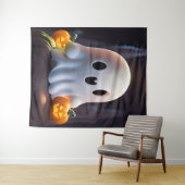 Baby Ghost Creepy Schattige Halloween karakter Wandkleed (In Situ (horizontaal))