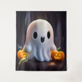 Baby Ghost Creepy Schattige Halloween karakter Wandkleed (Voorkant)