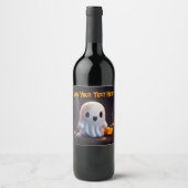 Baby Ghost Creepy Schattige Halloween karakter Wijn Etiket (Voorkant)