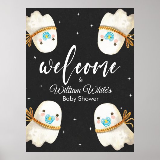 Baby Ghost Halloween Herfst Baby shower Welkomstbo Poster (Voorkant)