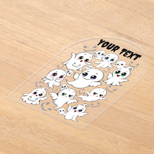 Baby Ghosts Spooky Schattigee Halloween Mood Acryl Uitnodigingen (Laagn)