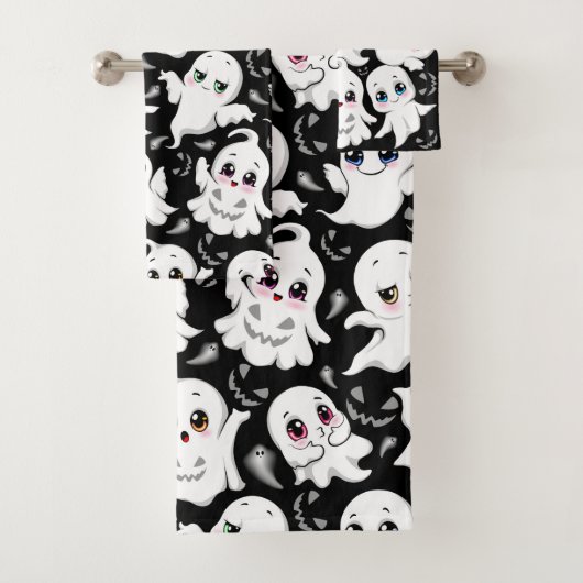 Baby Ghosts Spooky Schattigee Halloween Mood Bad Handdoek (Insitu)