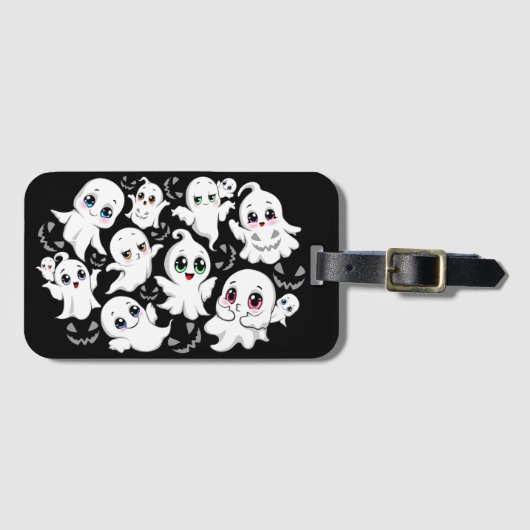 Baby Ghosts Spooky Schattigee Halloween Mood Bagagelabel (Voorkant (horizontaal))