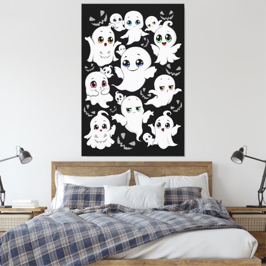 Baby Ghosts Spooky Schattigee Halloween Mood Canvas Afdruk (Insitu (Slaapkamer))