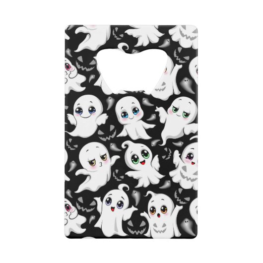 Baby Ghosts Spooky Schattigee Halloween Mood Creditkaart Flessenopener (Voorkant)