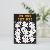 Baby Ghosts Spooky Schattigee Halloween Mood Feestdagenkaart (Staand voorkant)