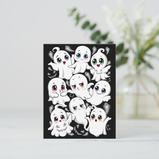 Baby Ghosts Spooky Schattigee Halloween Mood Feestdagenkaart (Staand voorkant)