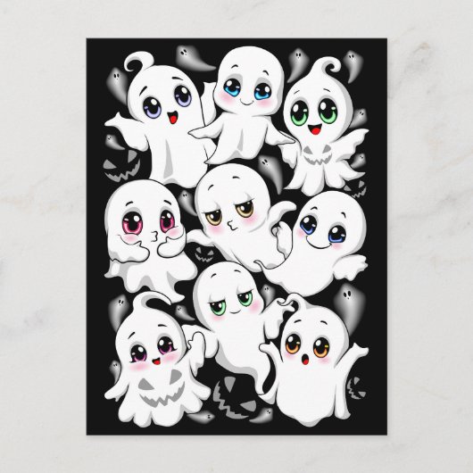 Baby Ghosts Spooky Schattigee Halloween Mood Feestdagenkaart (Voorkant)