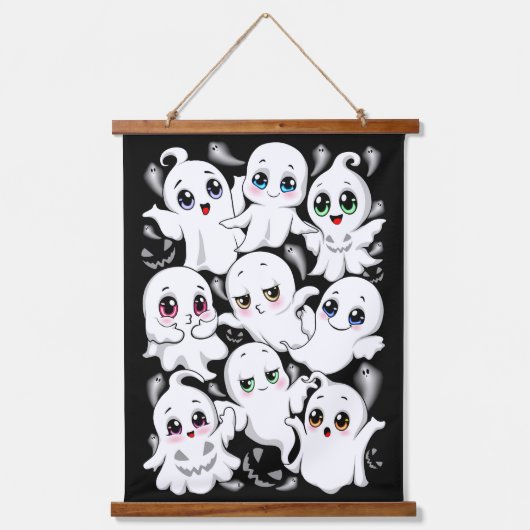 Baby Ghosts Spooky Schattigee Halloween Mood Hangend Wandkleed (Voorkant)