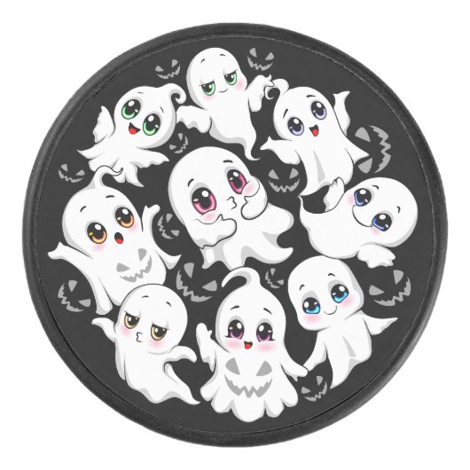 Baby Ghosts Spooky Schattigee Halloween Mood Hockey Puck (Voorkant)