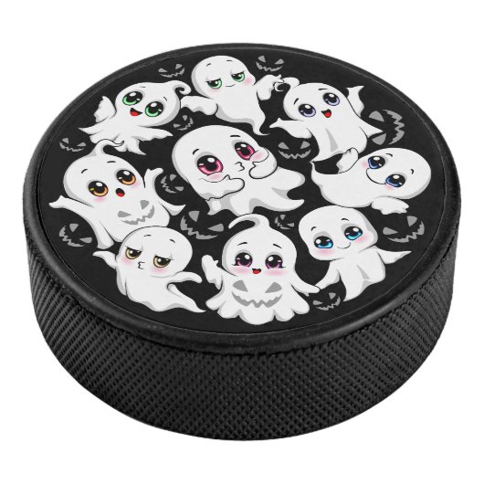 Baby Ghosts Spooky Schattigee Halloween Mood Hockey Puck (3/4)