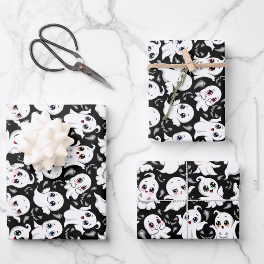 Baby Ghosts Spooky Schattigee Halloween Mood Inpakpapier Vel (Voorkant)