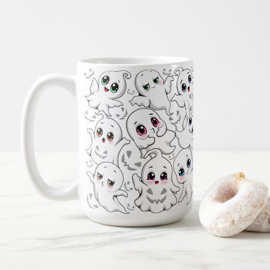 Baby Ghosts Spooky Schattigee Halloween Mood Koffiemok (Met donut)