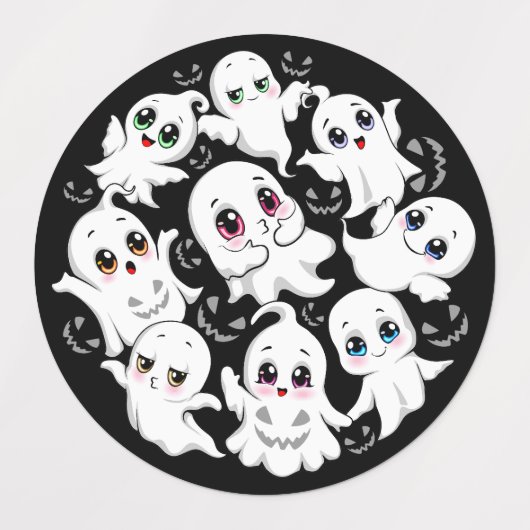 Baby Ghosts Spooky Schattigee Halloween Mood Labels (Design 1)