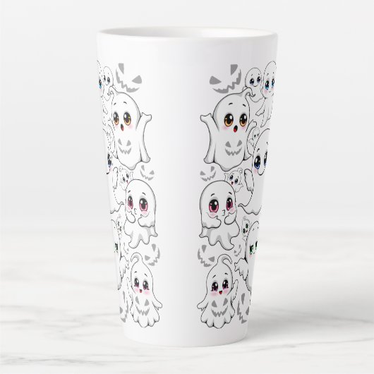 Baby Ghosts Spooky Schattigee Halloween Mood Latte Mok (Voorkant)