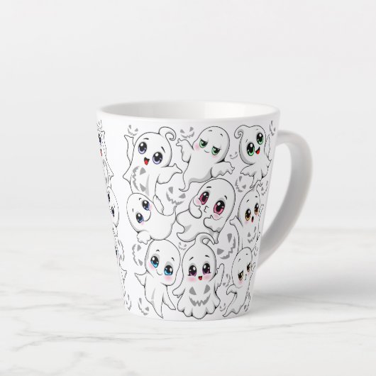 Baby Ghosts Spooky Schattigee Halloween Mood Latte Mok (Rechterhoek)