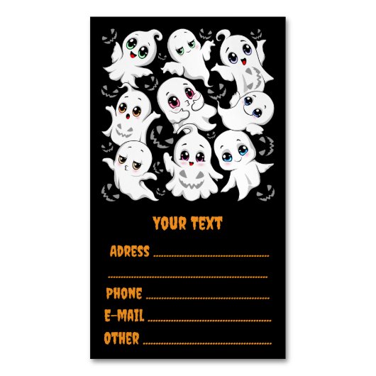 Baby Ghosts Spooky Schattigee Halloween Mood Magnetisch Visitekaartje (Voorkant Verticaal)