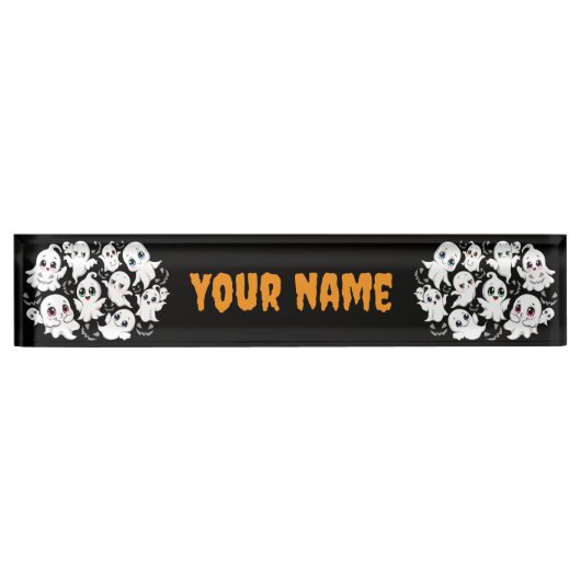 Baby Ghosts Spooky Schattigee Halloween Mood Naambordje (Voorkant)