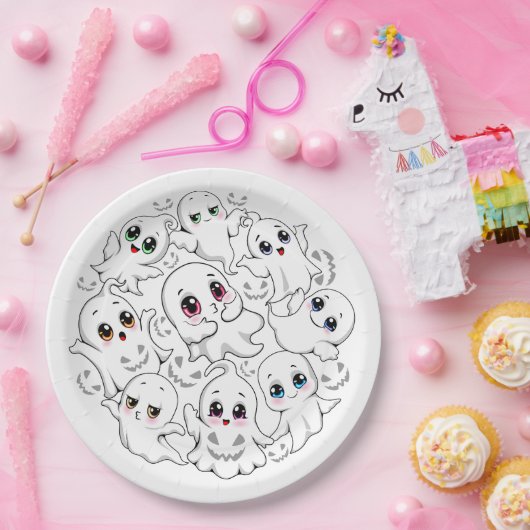 Baby Ghosts Spooky Schattigee Halloween Mood Papieren Bordje (Feest)