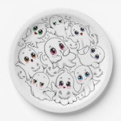 Baby Ghosts Spooky Schattigee Halloween Mood Papieren Bordje (Voorkant)