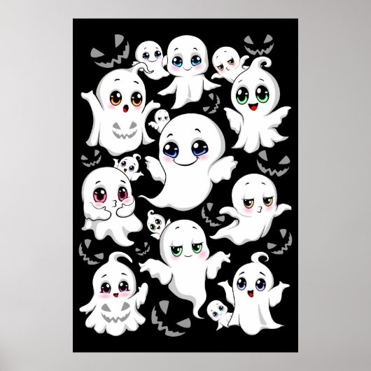 Baby Ghosts Spooky Schattigee Halloween Mood Poster (Voorkant)