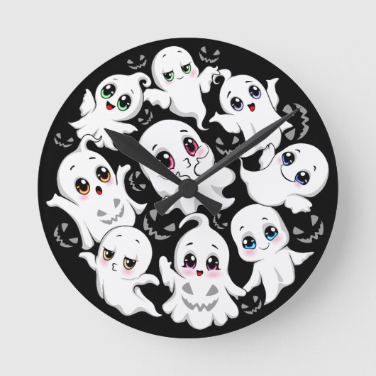 Baby Ghosts Spooky Schattigee Halloween Mood Ronde Klok (Voorkant)