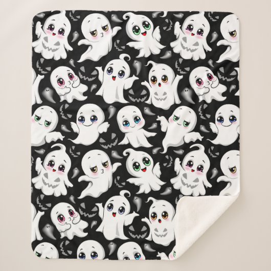 Baby Ghosts Spooky Schattigee Halloween Mood Sherpa Deken (Voorkant)