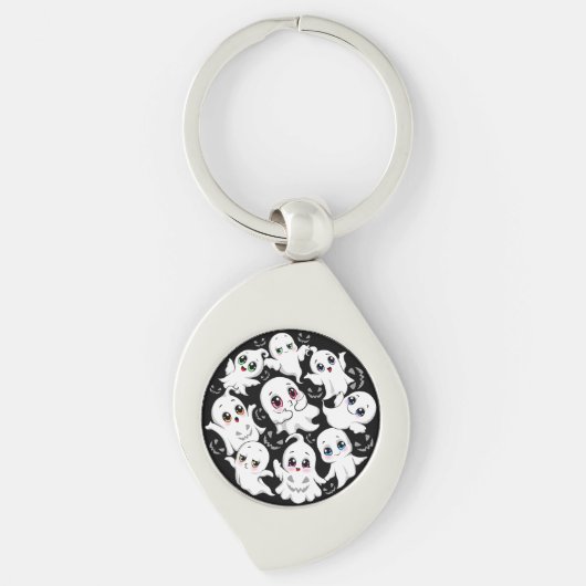 Baby Ghosts Spooky Schattigee Halloween Mood Sleutelhanger (Voorkant)