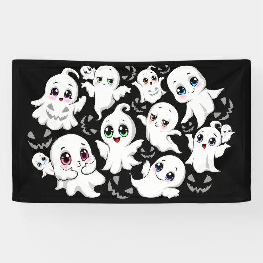 Baby Ghosts Spooky Schattigee Halloween Mood Spandoek (Horizontaal)