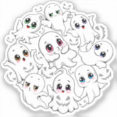 Baby Ghosts Spooky Schattigee Halloween Mood Sticker (Voorkant)