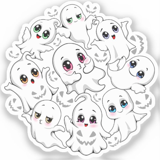 Baby Ghosts Spooky Schattigee Halloween Mood Sticker (Voorkant)